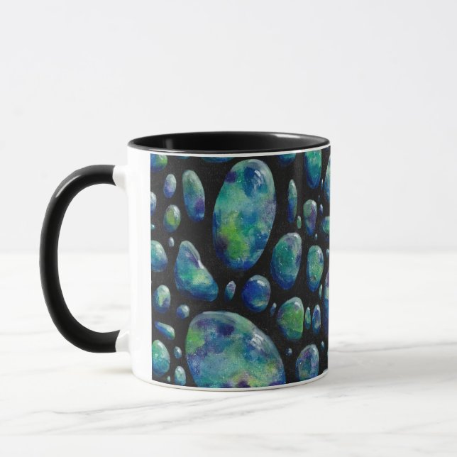 Taza Turquoise Pebbles Black Abstract Mug (Izquierda)