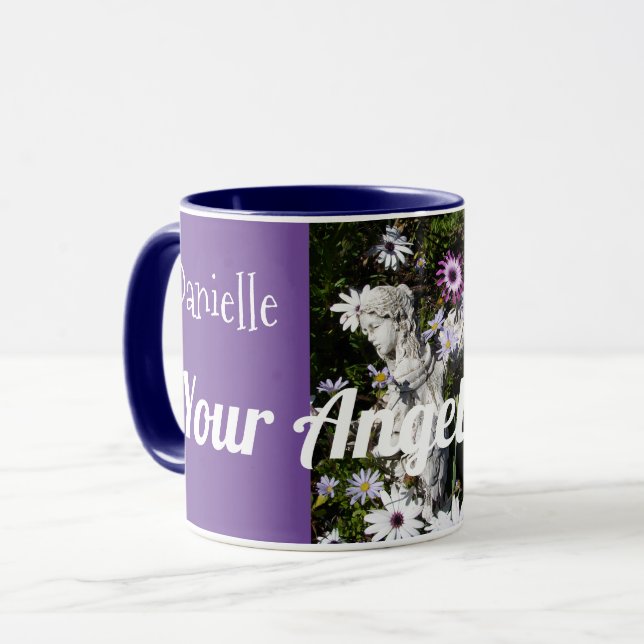 Taza Tus ángeles siempre están contigo Floral Blue Ange (Anverso izquierdo)