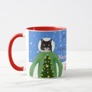 Taza Tus gatos en Navidades feos sudaderas foto Persona