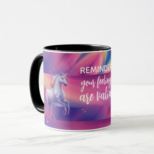 Taza Tus Sentimientos Son Válidos Unicornio Tie Dye Arc (Anverso izquierdo)