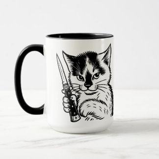 Taza Tuxedo Cat Switchblade Attitude Mug by Phil Elmore