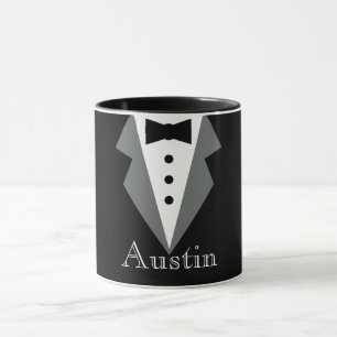 Taza Tuxedo formal blanco negro personalizado
