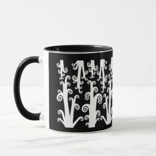 Taza Twirly Stalks - Blanco y negro