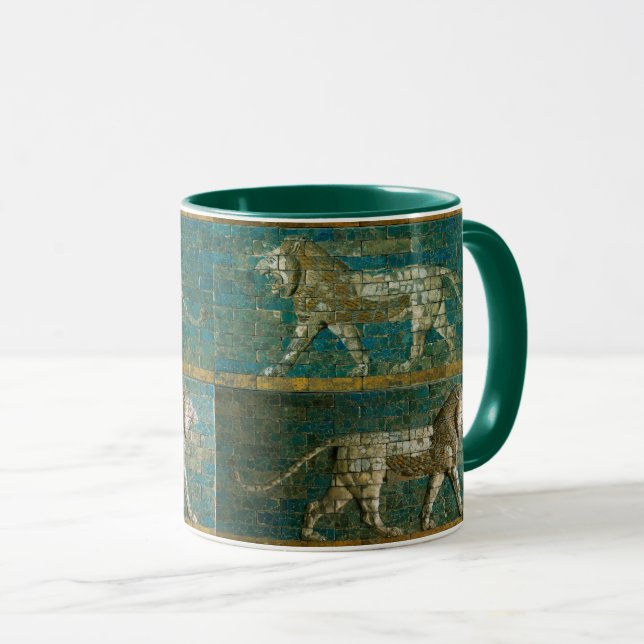 Taza TWO BABYLONIAN LIONS Antique Assyrian Art  (Anverso derecho)