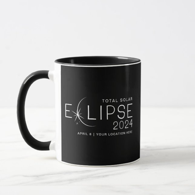 Taza Ubicación del Personalizado del eclipse solar 2024 (Izquierda)
