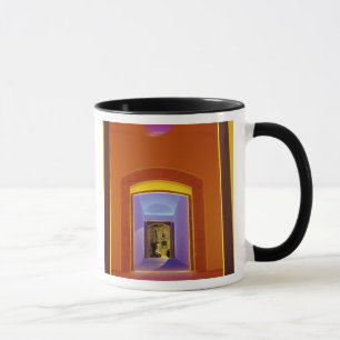 Taza UE, España, Barcelona. Puerta iluminada cerca de P