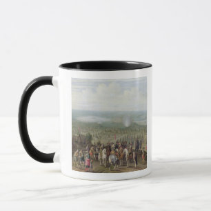 Taza Un acampamento militar con la milicia en caballos,
