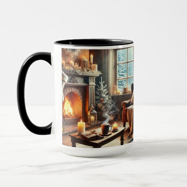 Taza Un acogedor escenario invernal junto a la chimenea (Izquierda)