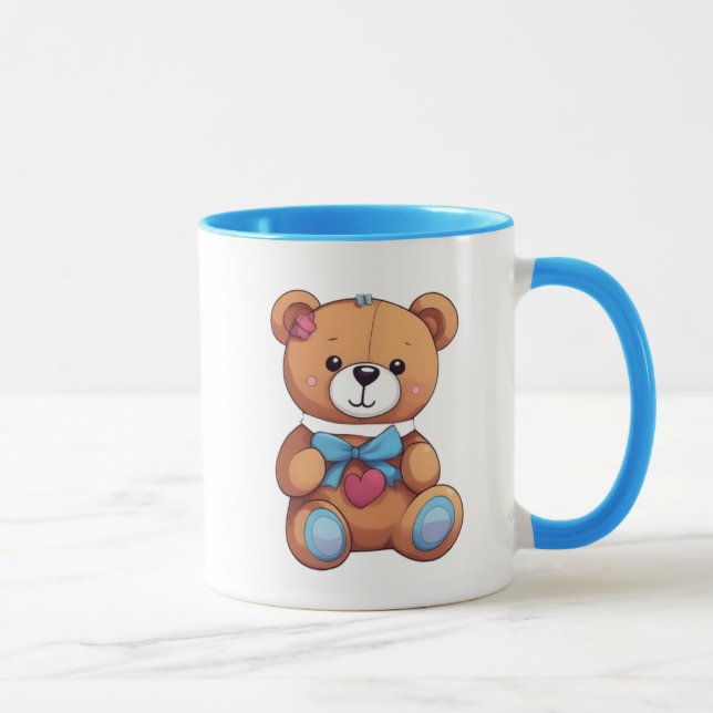 Taza Un adorable ours en peluche au design cartoon. (Derecha)