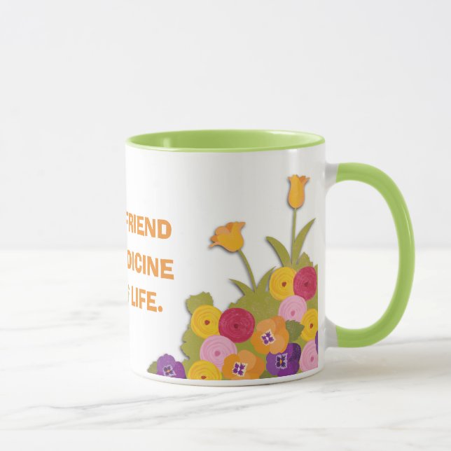 Taza Un amigo fiel floral (Derecha)