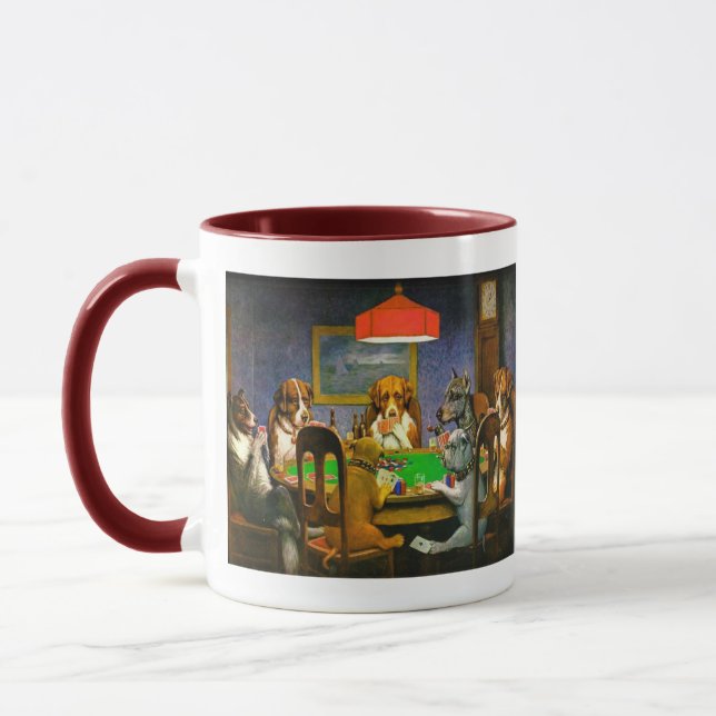 Taza Un amigo necesitado Perros jugando póquer divertid (Izquierda)