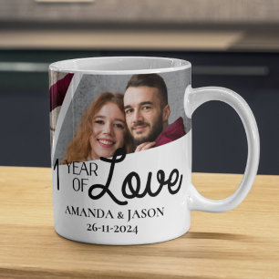 Taza Un Año de Amor Aniversario MultiCollage de fotos