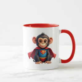 Taza Un bébé singe super-héros avec sa cape.