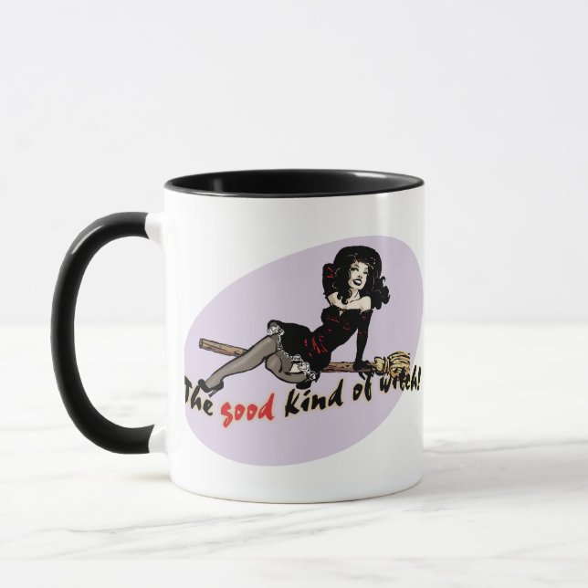 Taza Un buen tipo retro de bruja (Izquierda)