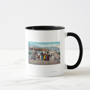 Taza Un campamento indio sin cuartel con nativos de Nev