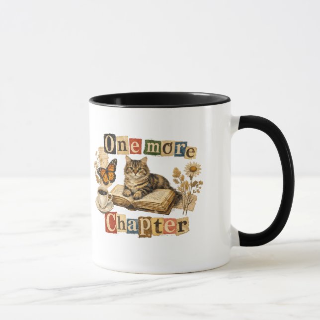 Taza Un capítulo más - Gato acogedor leyendo (Derecha)