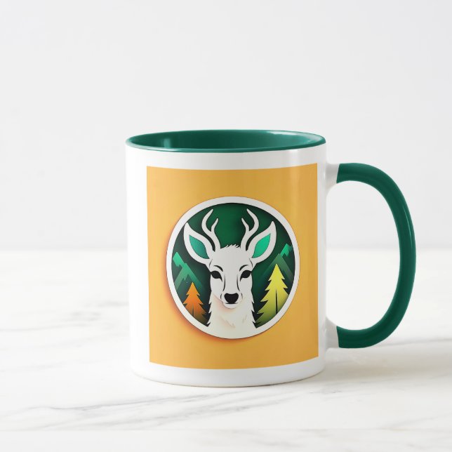 Taza Un Cerf Stylisé avec Forêt (Derecha)