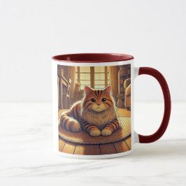 Taza Un chat allongé dans un salon chaleureux.
