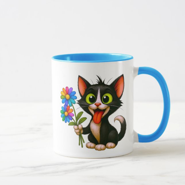 Taza Un chat livreur de fleurs (Derecha)