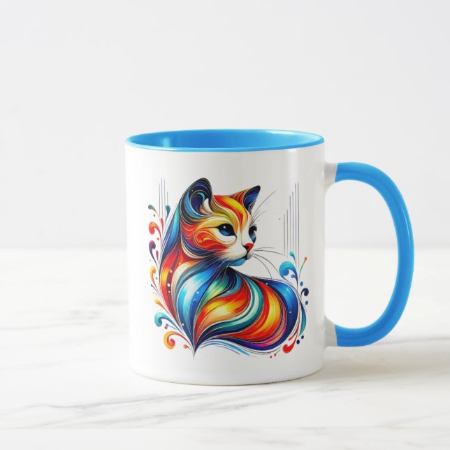 Taza Un chat stylisée aux couleurs chaudes. (Derecha)