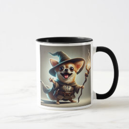 Taza  Un chien Chihuahua en sorcier magicien.