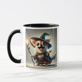 Taza  Un chien Chihuahua en sorcier magicien.
