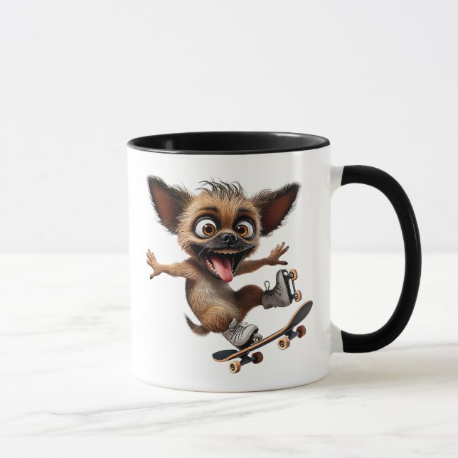 Taza Un chien fou en roller et skateboard. (Derecha)