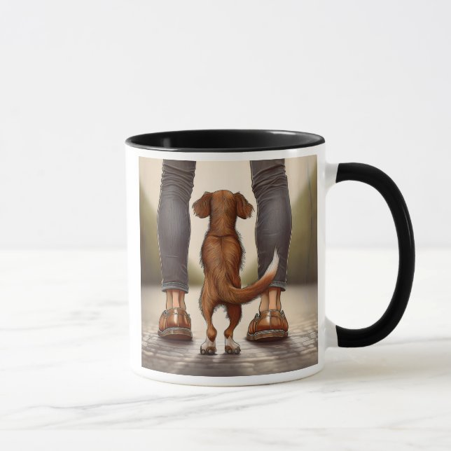 Taza Un chien se promène avec son maître. (Derecha)