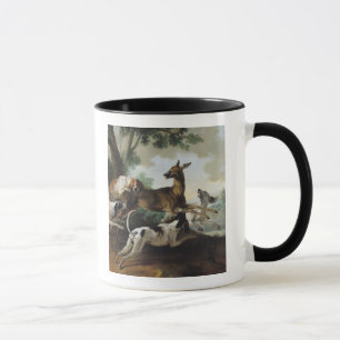 Taza Un ciervo perseguidor por los perros, 1725