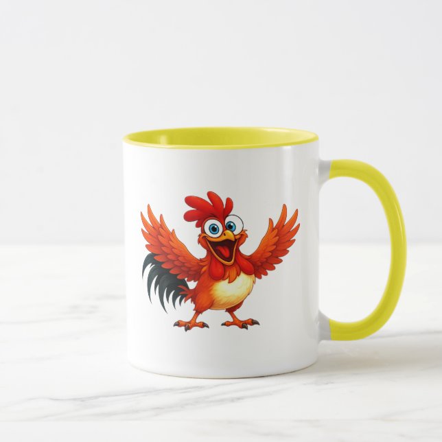 Taza Un coq exubérant agite ses ailes. (Derecha)