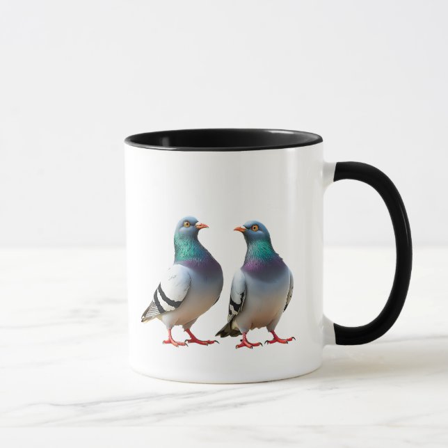 Taza Un couple de pigeon se promènent en ville. (Derecha)