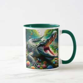 Taza Un crocodile majestueux dans une jungle abondante.