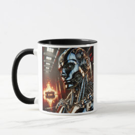 Taza Un cyborg futuriste dans un monde en feu.