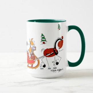 Taza Un dibujo animado abierto del caballo del trineo