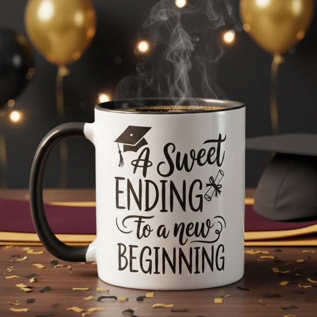 Taza Un dulce final para un nuevo comienzo Frase de gra (Subido por el creador)