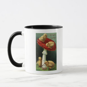 Taza Un EasterChicks feliz en seta roja