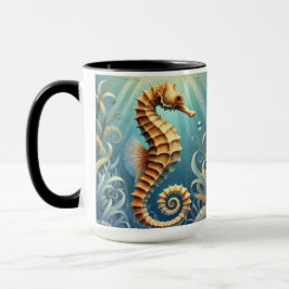 Taza Un elegante caballito de mar nadando bajo el agua