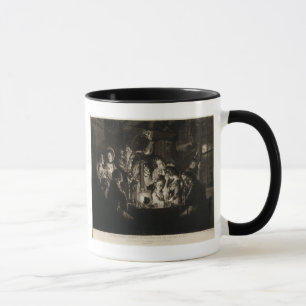 Taza Un filósofo Shewing un experimento en el aire Pum