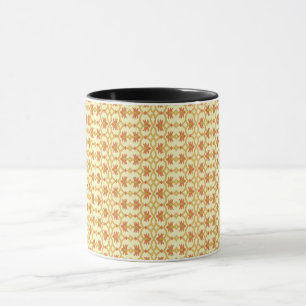 Taza un fondo amarillo y blanco con un diseño intrincad