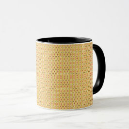 Taza un fondo naranja y amarillo con círculos
