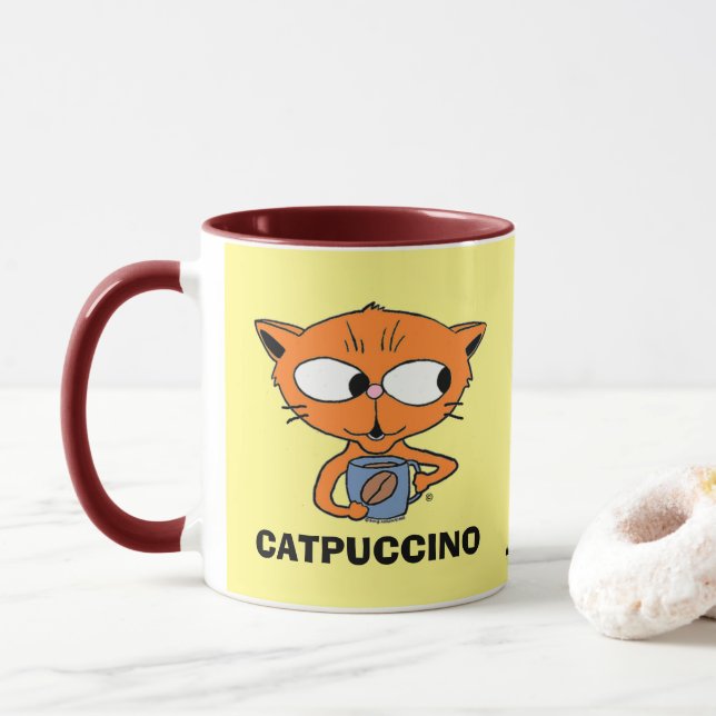 Taza Un gato de CATPUCCINO Un humorístico café (Con donut)