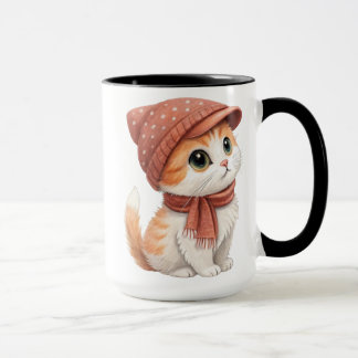 Taza Un Gato, Gorra Y Color Pastel De Acartón