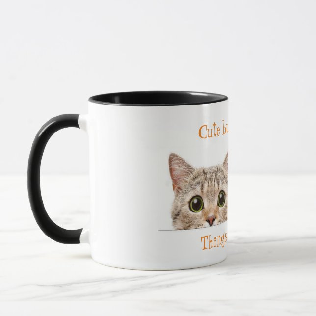 Taza Un gato lindo pero psíquico de 11oz de café de dos (Izquierda)