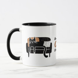 Taza Un gato negro caprichoso durmiendo en la silla
