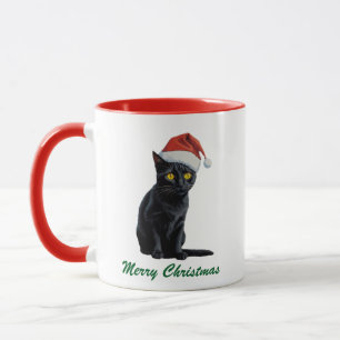 Taza Un gato negro de Navidades burdos y de moda en San