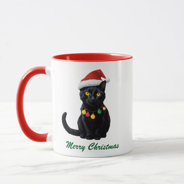 Taza Un gato negro de Navidades burdos y de moda en San (Izquierda)