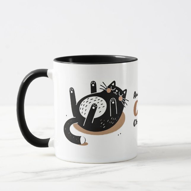 Taza Un gato negro y caprichoso Belly durmiente (Izquierda)