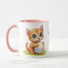 Taza Un gato Personalizado lindo abrazando un huevo de 