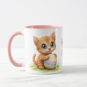 Taza Un gato Personalizado lindo abrazando un huevo de