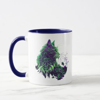 Taza Un gato verde y rosa